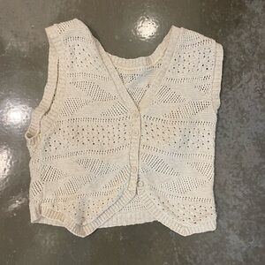 Cream Knit Sleeveless Top